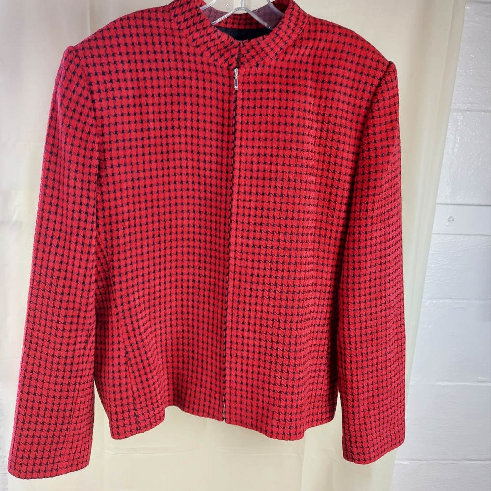 Red Houndstooth Jacket Size 16